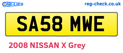 SA58MWE are the vehicle registration plates.
