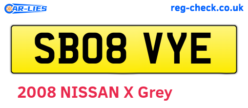 SB08VYE are the vehicle registration plates.