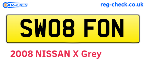 SW08FON are the vehicle registration plates.
