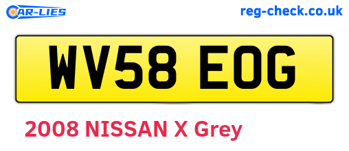 WV58EOG are the vehicle registration plates.