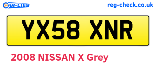 YX58XNR are the vehicle registration plates.