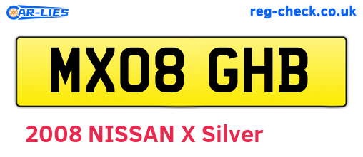MX08GHB are the vehicle registration plates.