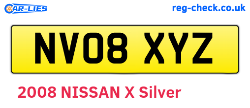 NV08XYZ are the vehicle registration plates.
