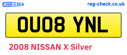 OU08YNL are the vehicle registration plates.