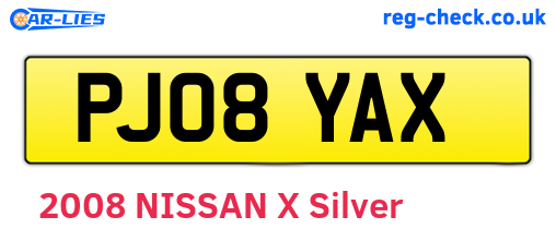 PJ08YAX are the vehicle registration plates.