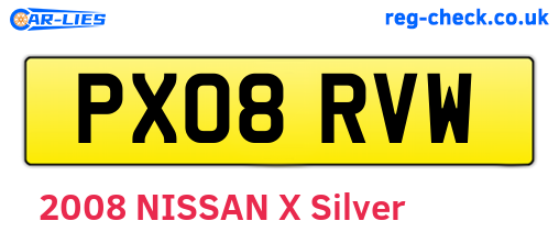 PX08RVW are the vehicle registration plates.