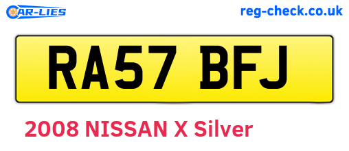 RA57BFJ are the vehicle registration plates.