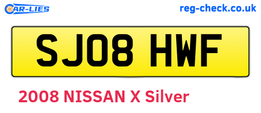 SJ08HWF are the vehicle registration plates.