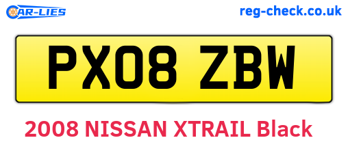 PX08ZBW are the vehicle registration plates.