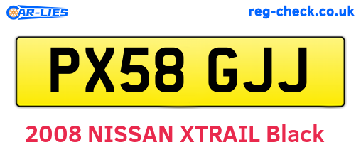 PX58GJJ are the vehicle registration plates.