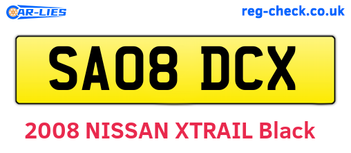 SA08DCX are the vehicle registration plates.