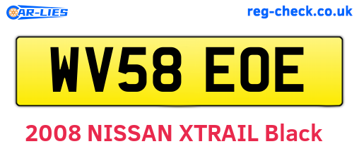 WV58EOE are the vehicle registration plates.