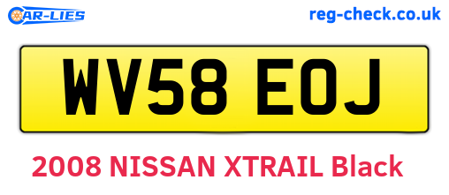 WV58EOJ are the vehicle registration plates.