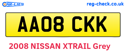 AA08CKK are the vehicle registration plates.