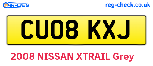 CU08KXJ are the vehicle registration plates.