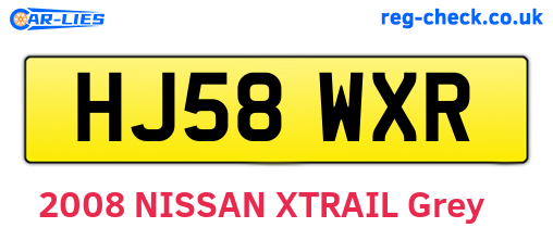 HJ58WXR are the vehicle registration plates.