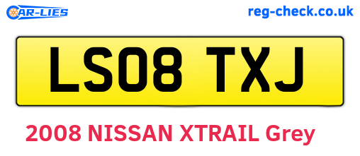 LS08TXJ are the vehicle registration plates.