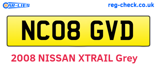 NC08GVD are the vehicle registration plates.