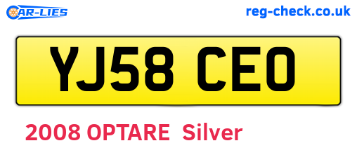 YJ58CEO are the vehicle registration plates.