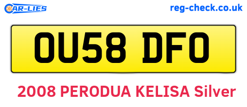 OU58DFO are the vehicle registration plates.