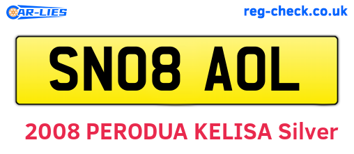 SN08AOL are the vehicle registration plates.