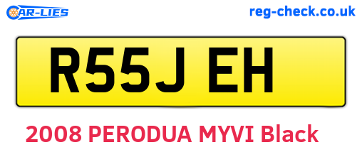R55JEH are the vehicle registration plates.