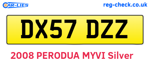 DX57DZZ are the vehicle registration plates.