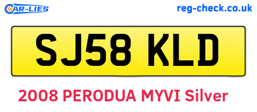SJ58KLD are the vehicle registration plates.
