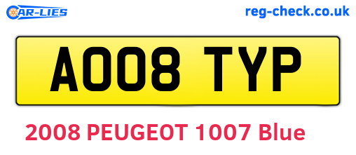 AO08TYP are the vehicle registration plates.