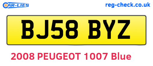 BJ58BYZ are the vehicle registration plates.