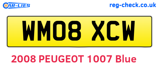 WM08XCW are the vehicle registration plates.