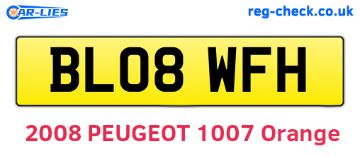 BL08WFH are the vehicle registration plates.