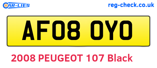 AF08OYO are the vehicle registration plates.
