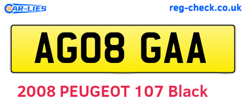 AG08GAA are the vehicle registration plates.