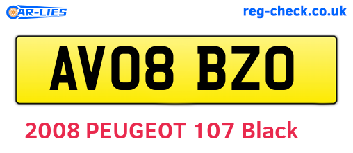 AV08BZO are the vehicle registration plates.