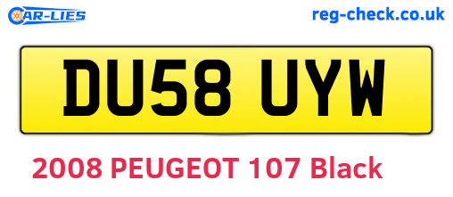 DU58UYW are the vehicle registration plates.