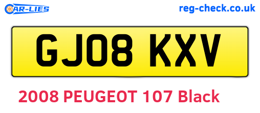 GJ08KXV are the vehicle registration plates.