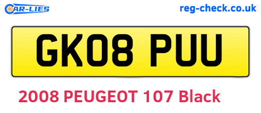 GK08PUU are the vehicle registration plates.