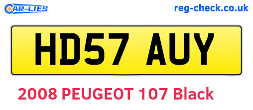 HD57AUY are the vehicle registration plates.