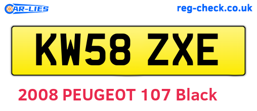 KW58ZXE are the vehicle registration plates.