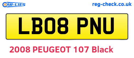 LB08PNU are the vehicle registration plates.
