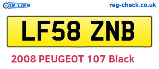 LF58ZNB are the vehicle registration plates.
