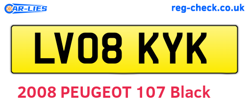 LV08KYK are the vehicle registration plates.