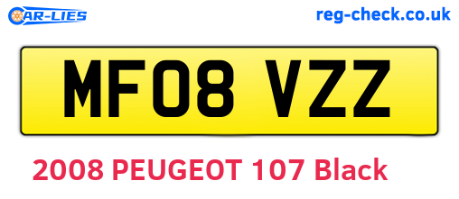 MF08VZZ are the vehicle registration plates.