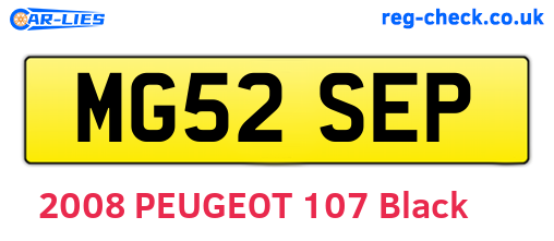 MG52SEP are the vehicle registration plates.