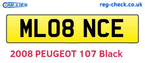 ML08NCE are the vehicle registration plates.