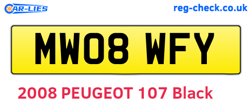 MW08WFY are the vehicle registration plates.