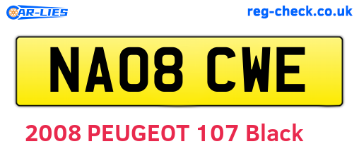 NA08CWE are the vehicle registration plates.