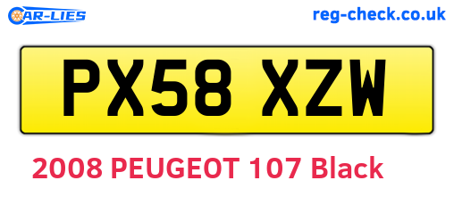 PX58XZW are the vehicle registration plates.