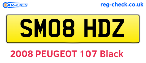 SM08HDZ are the vehicle registration plates.